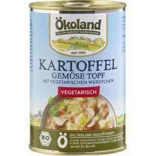 Kartoffel Gemüse Topf mit veg. Würstchenscheiben